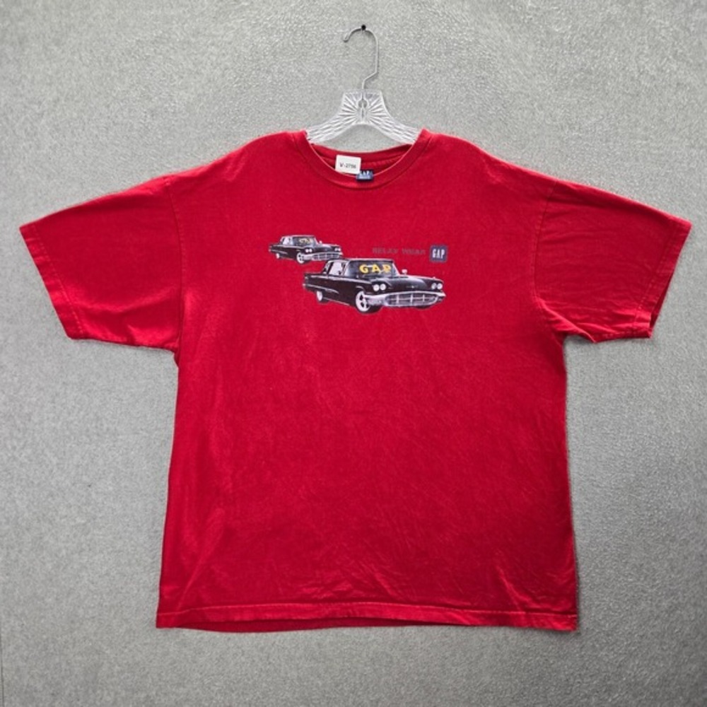 VINTAGE GAP Men Shirt XL Red Classic Cars Made In USA Short Sleeve Tee